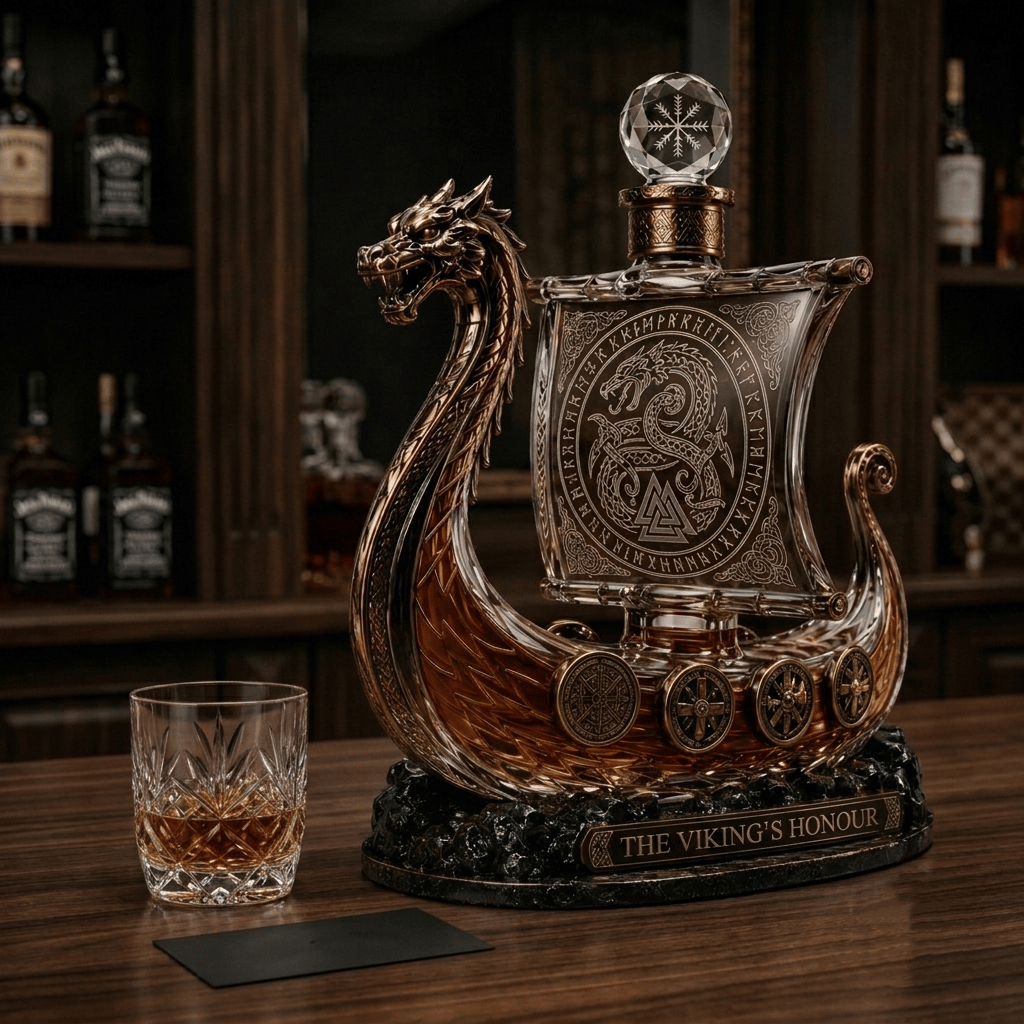 Viking Dragon Ship Glass Whiskey Decanter for Bold Home-Bar Displays – image 2