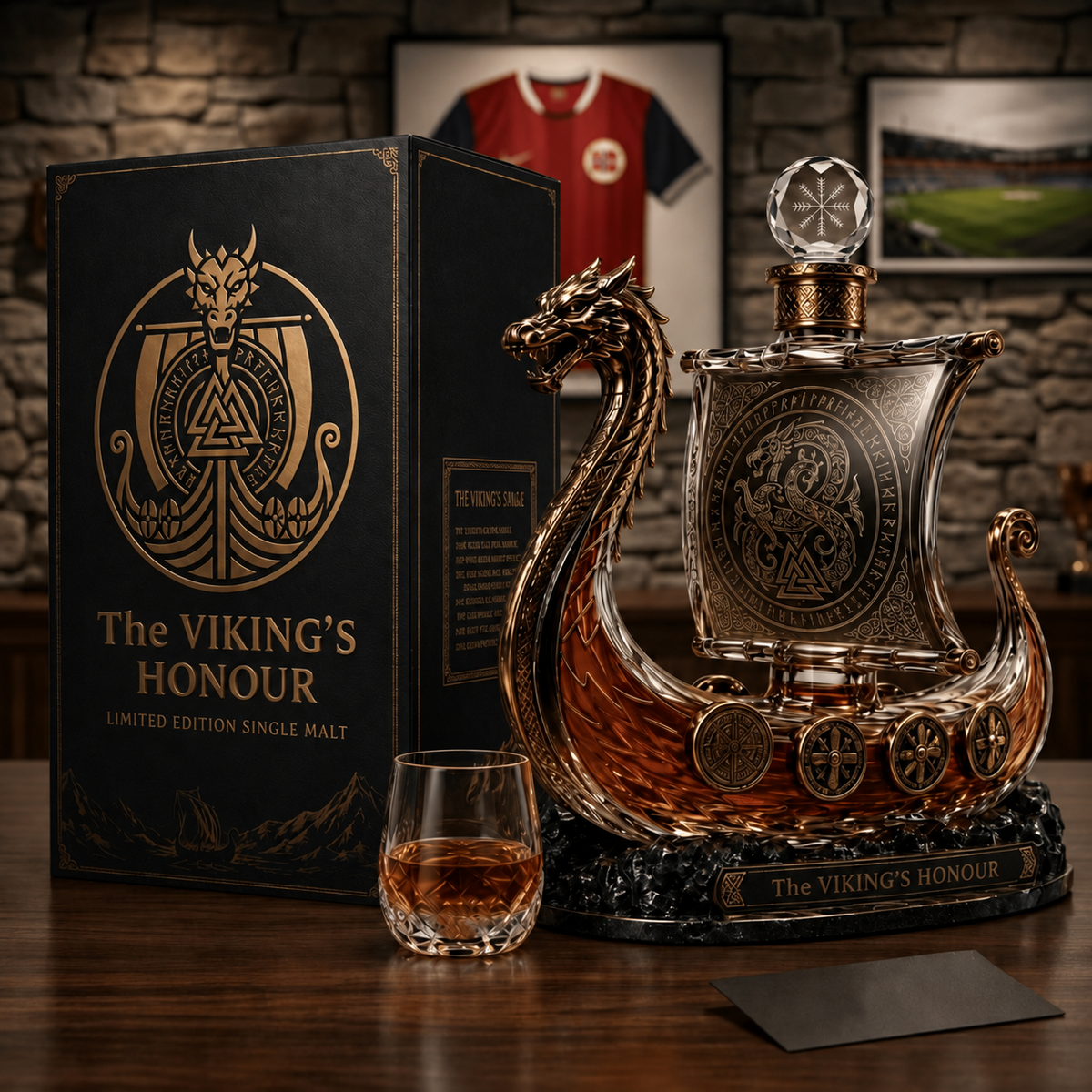 Viking Dragon Ship Glass Whiskey Decanter for Bold Home-Bar Displays – image 1