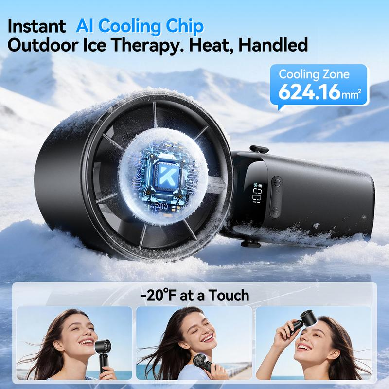 4-in-1 portable refrigeration handheld turbo fan with 200 speed settings