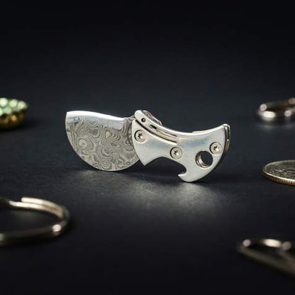 Damascus Steel & Titanium Micro Knife-2Pcs