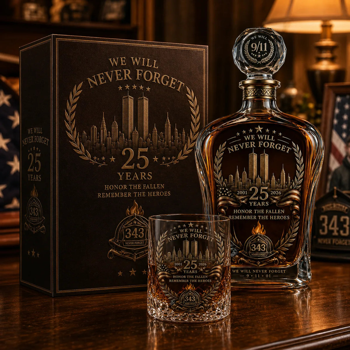 9/11 25th Anniversary Memorial Decanter Gift Set – image 1