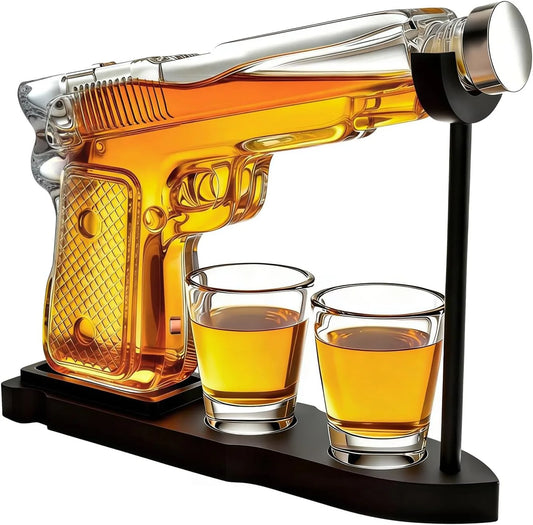 Glass Pistol Whiskey Decanter Gift Set – image 1