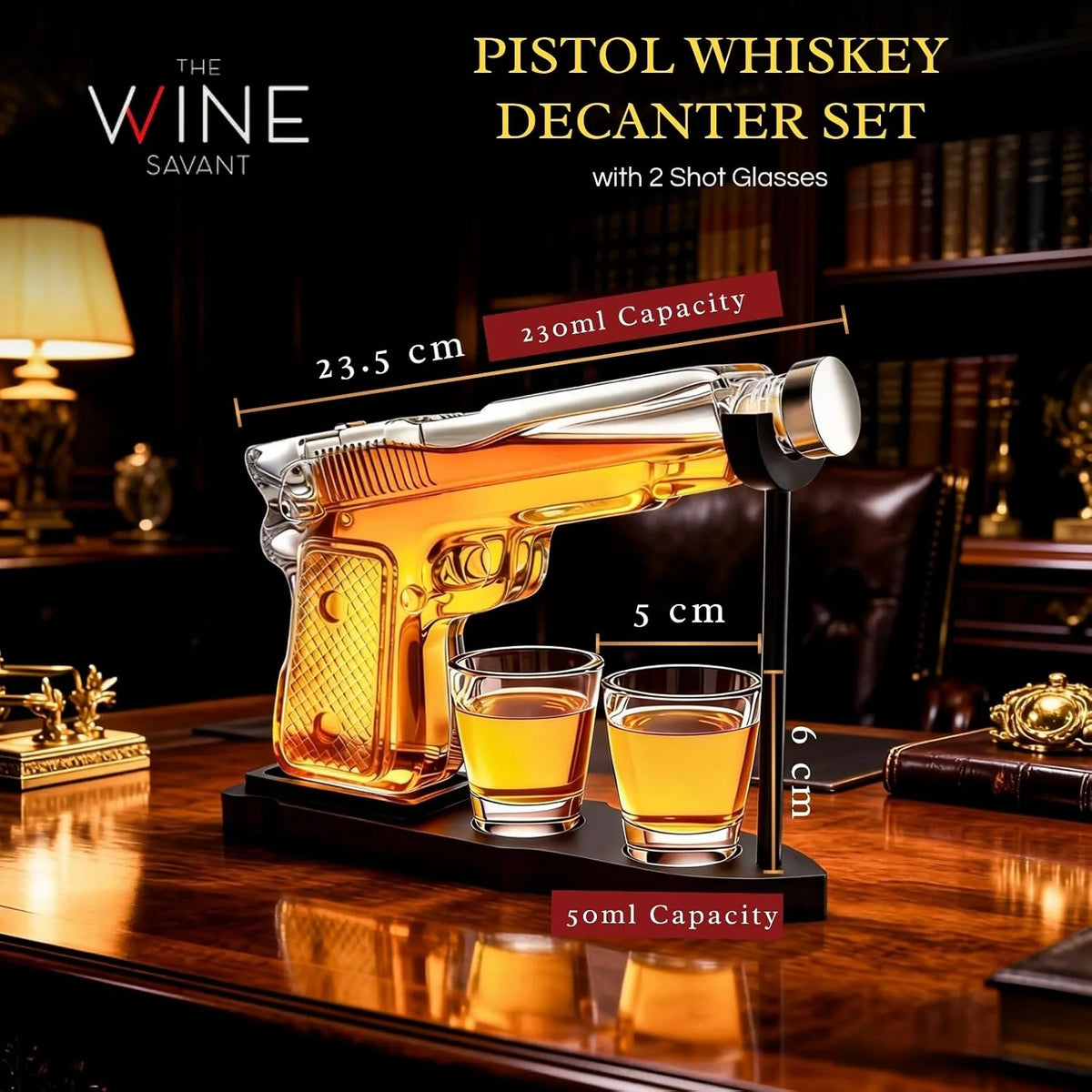 Glass Pistol Whiskey Decanter Gift Set – image 2