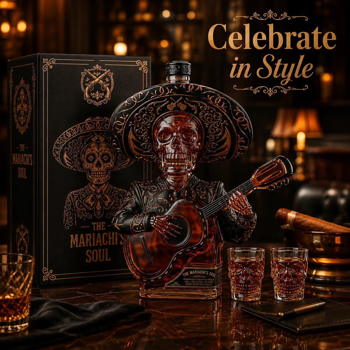 Mariachi Skeleton Decanter Set – image 1