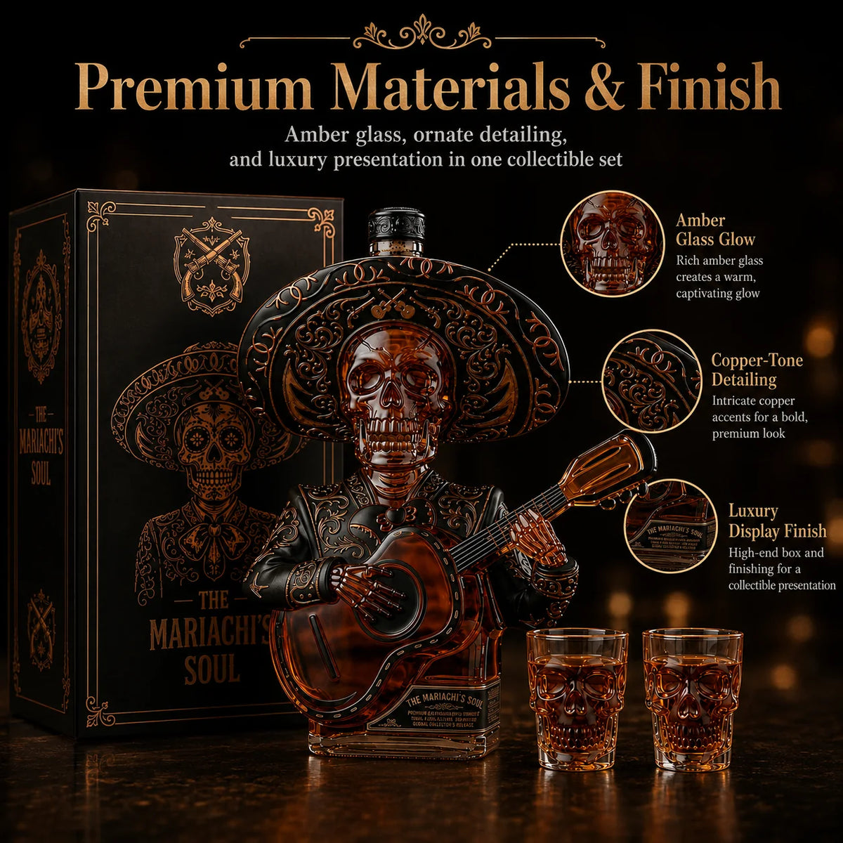 Mariachi Skeleton Decanter Set – image 2