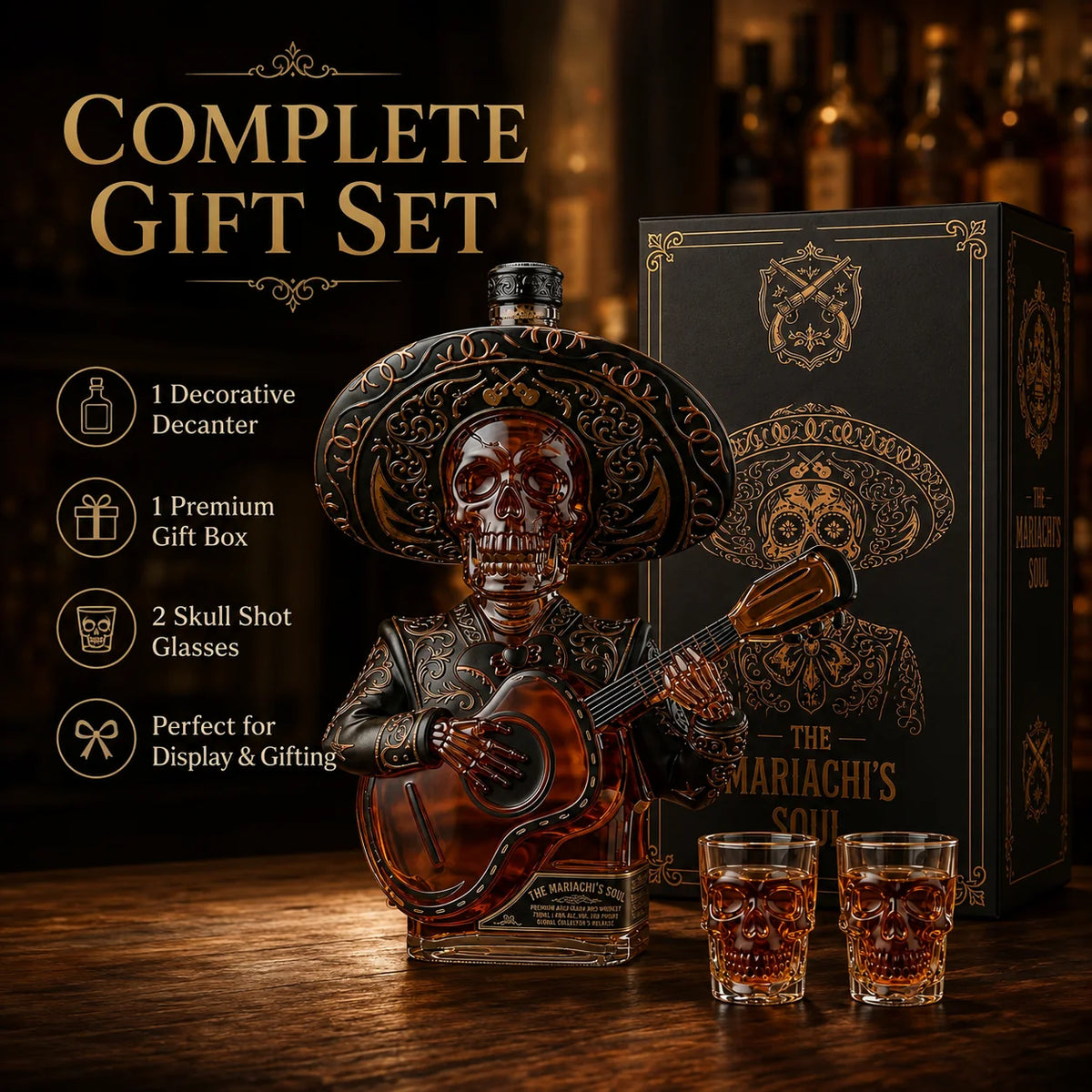 Mariachi Skeleton Decanter Set – image 5