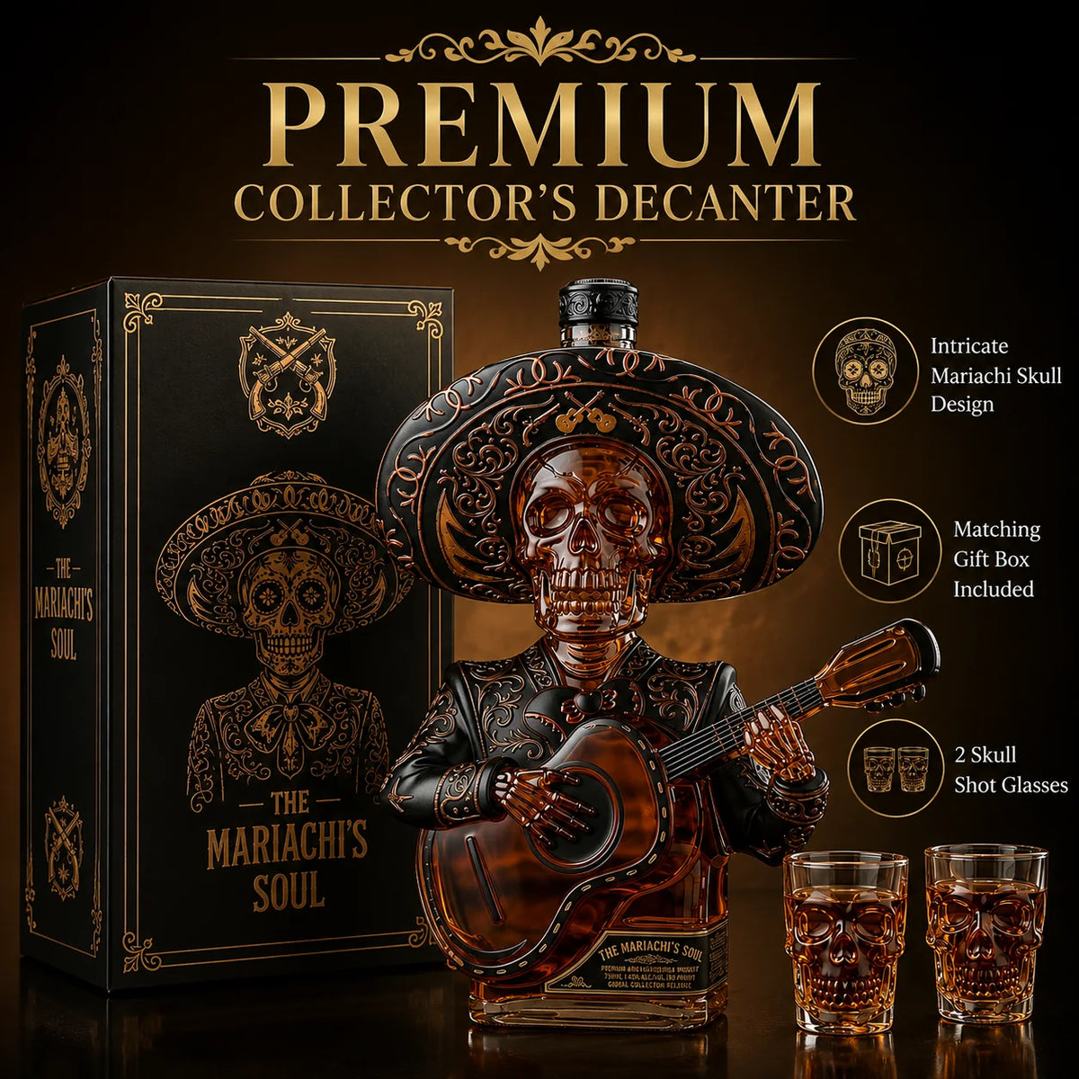 Mariachi Skeleton Decanter Set – image 6